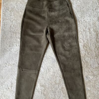 Splendid Women’s Vegan Suede Dark Olive Leggings Zip Lock Size XL